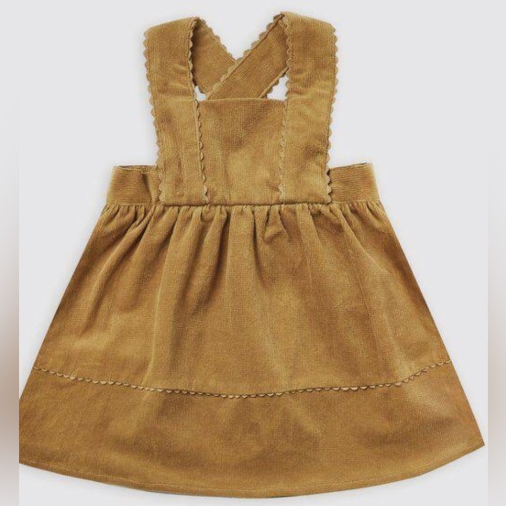 Rylee and cru corduroy pinafore in goldenrod